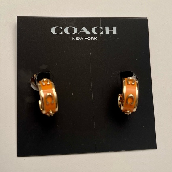 NWT Coach Orange Signature Earrings - Picture 5 of 9